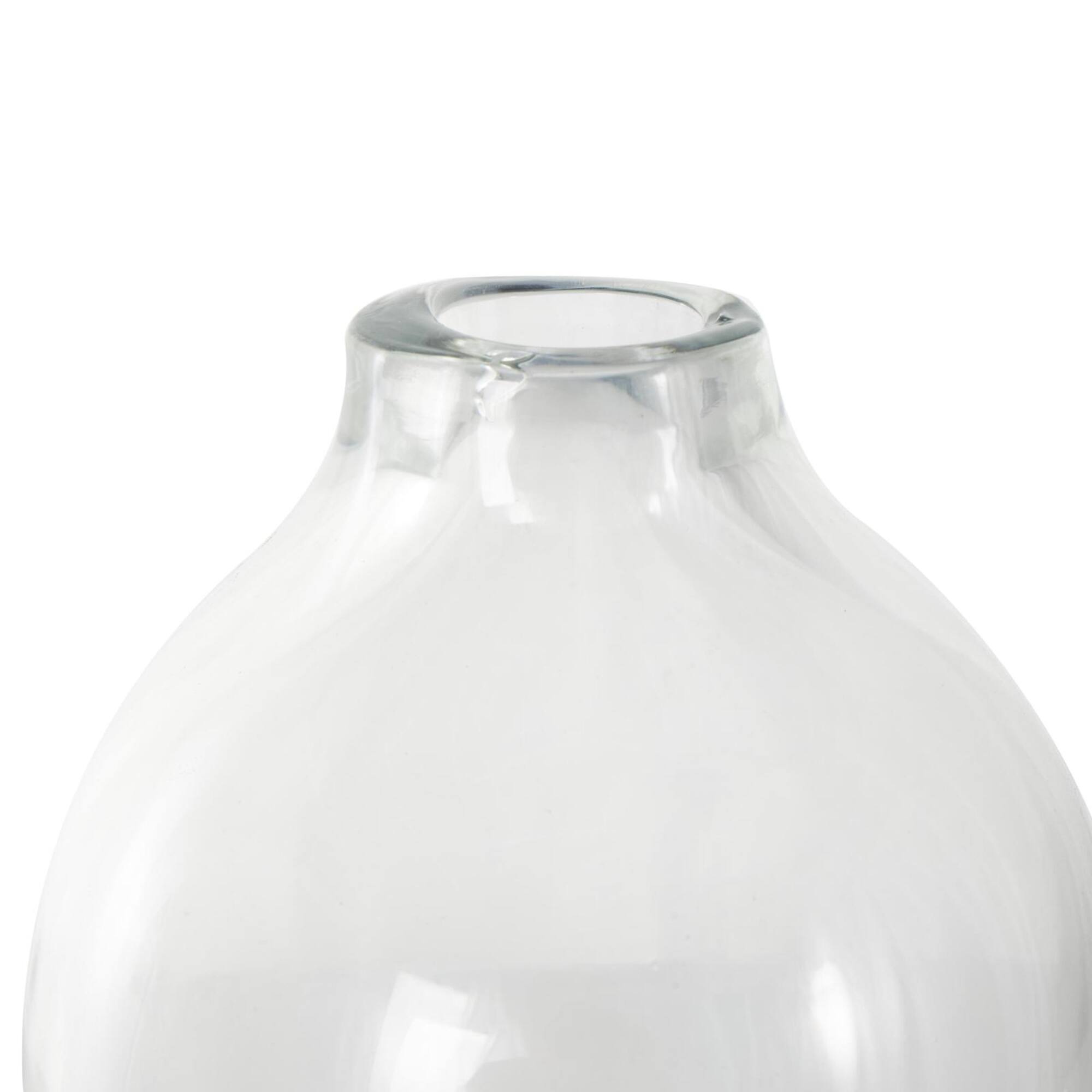 Dark Blue Glass Wavy Ombre Decorative Vase with Textured Base